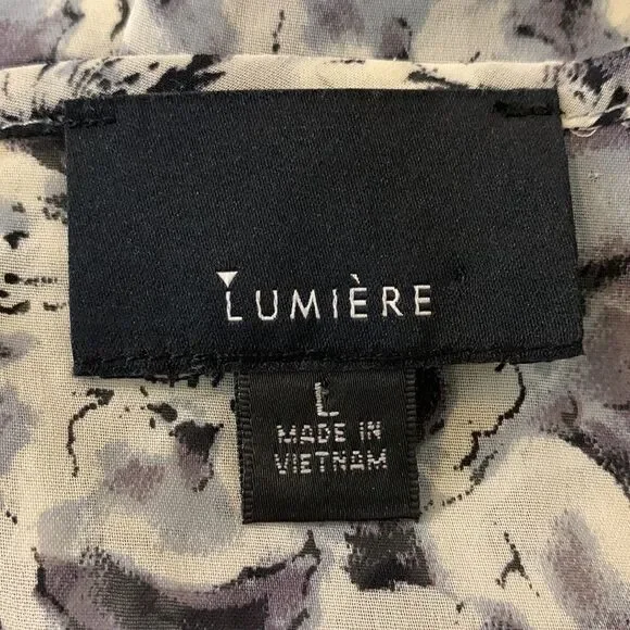 Lumiere Black and white floral semi-sheer lace shoulder long sleeve top - Picture 9 of 11